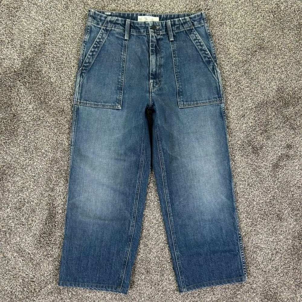 Mother Superior Patch Pocket Zip Private Ankle Fray‎ Jeans Womens 26 Blue Denim